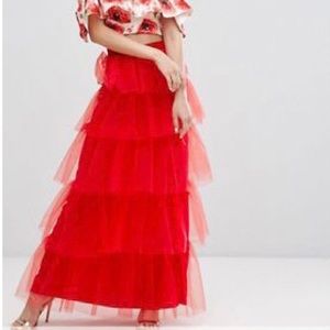 Red Tulle Maxi skirt- NWT